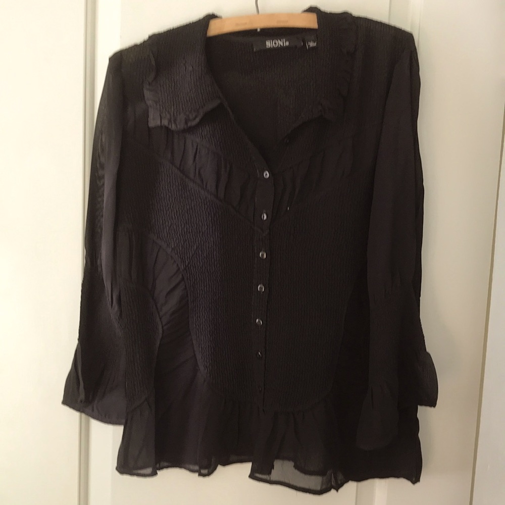 Black sheer Sioni button up blouse size large